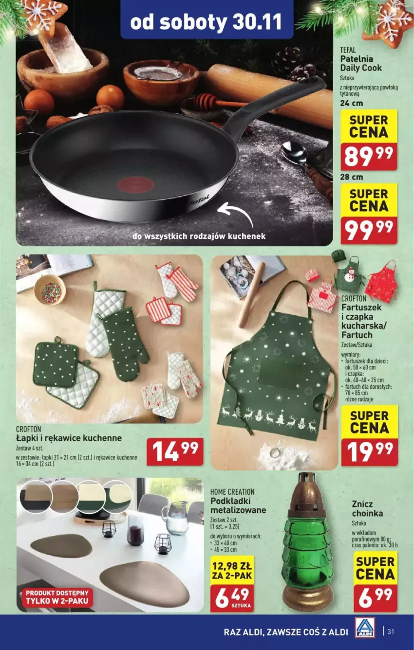 Gazetka promocyjna Aldi - ważna 27.11 do 30.11.2024 - strona 25 - produkty: Choinka, Czapka, Dzieci, Fa, Inka, Patelnia, Rękawice, Tefal, Tusz, Tytan