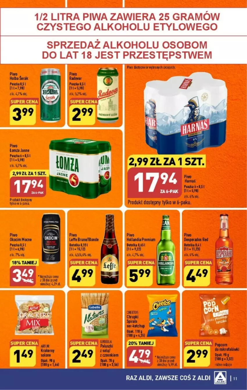 Gazetka promocyjna Aldi - ważna 07.08 do 12.08.2023 - strona 40 - produkty: Artur, Chrupki, Desperados, Fa, Harnaś, Ketchup, Koc, Krakersy, Okocim, Piwa, Piwo, Ser