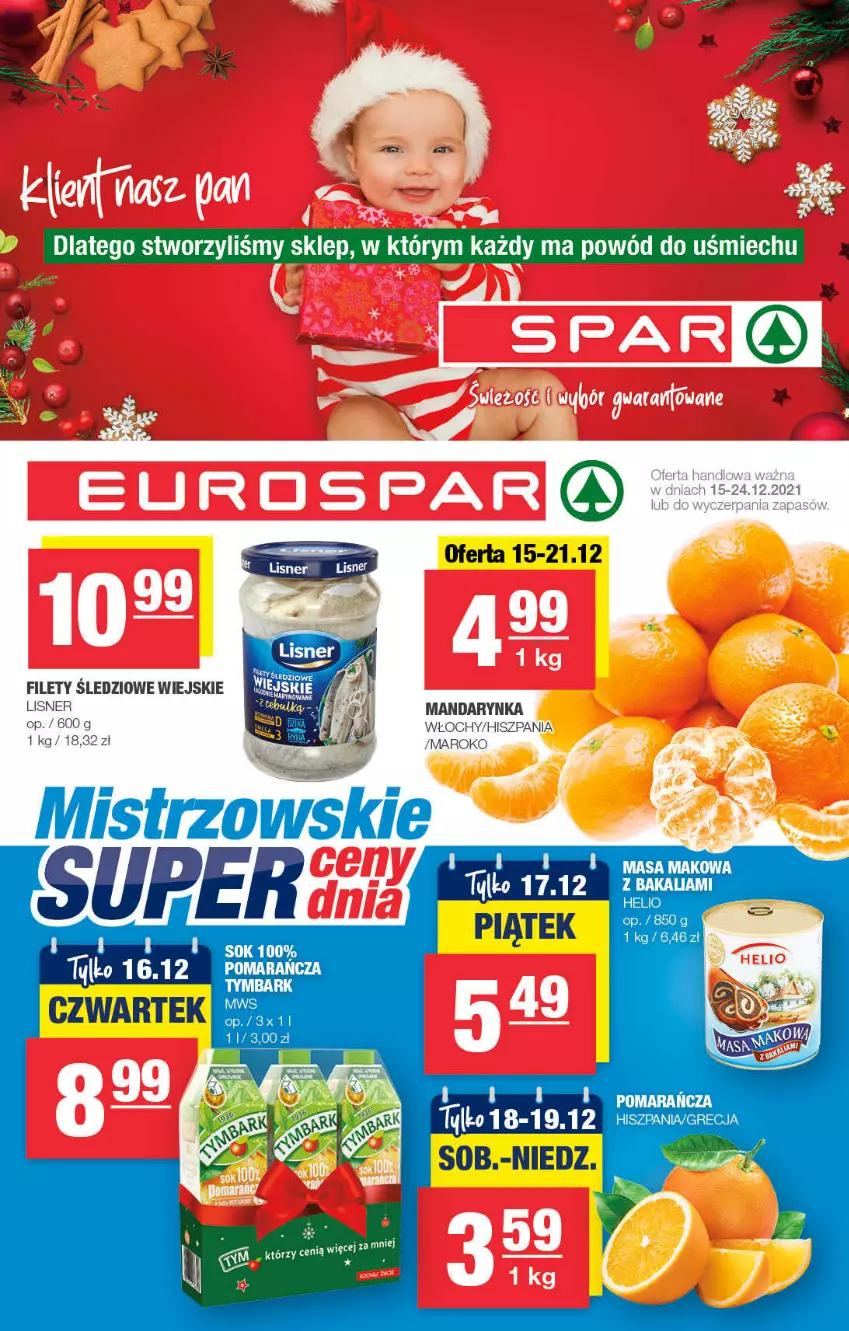 Gazetka promocyjna Spar - EuroSpar - ważna 12.12 do 22.12.2021 - strona 1 - produkty: Helio, Lisner, Sok, Tymbark