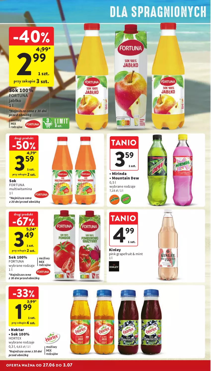 Gazetka promocyjna Intermarche - ważna 27.06 do 03.07.2024 - strona 28 - produkty: Fortuna, Gra, Hortex, Mirinda, Nektar, Sok