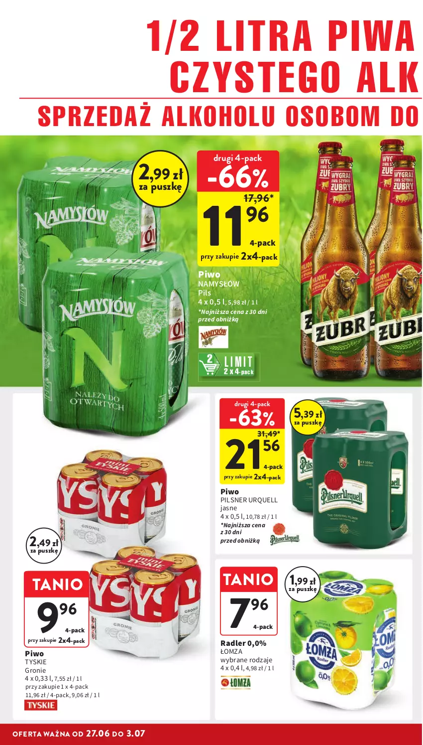 Gazetka promocyjna Intermarche - ważna 27.06 do 03.07.2024 - strona 30 - produkty: Namysłów, Pilsner Urquell, Piwa, Piwo, Radler, Tyskie