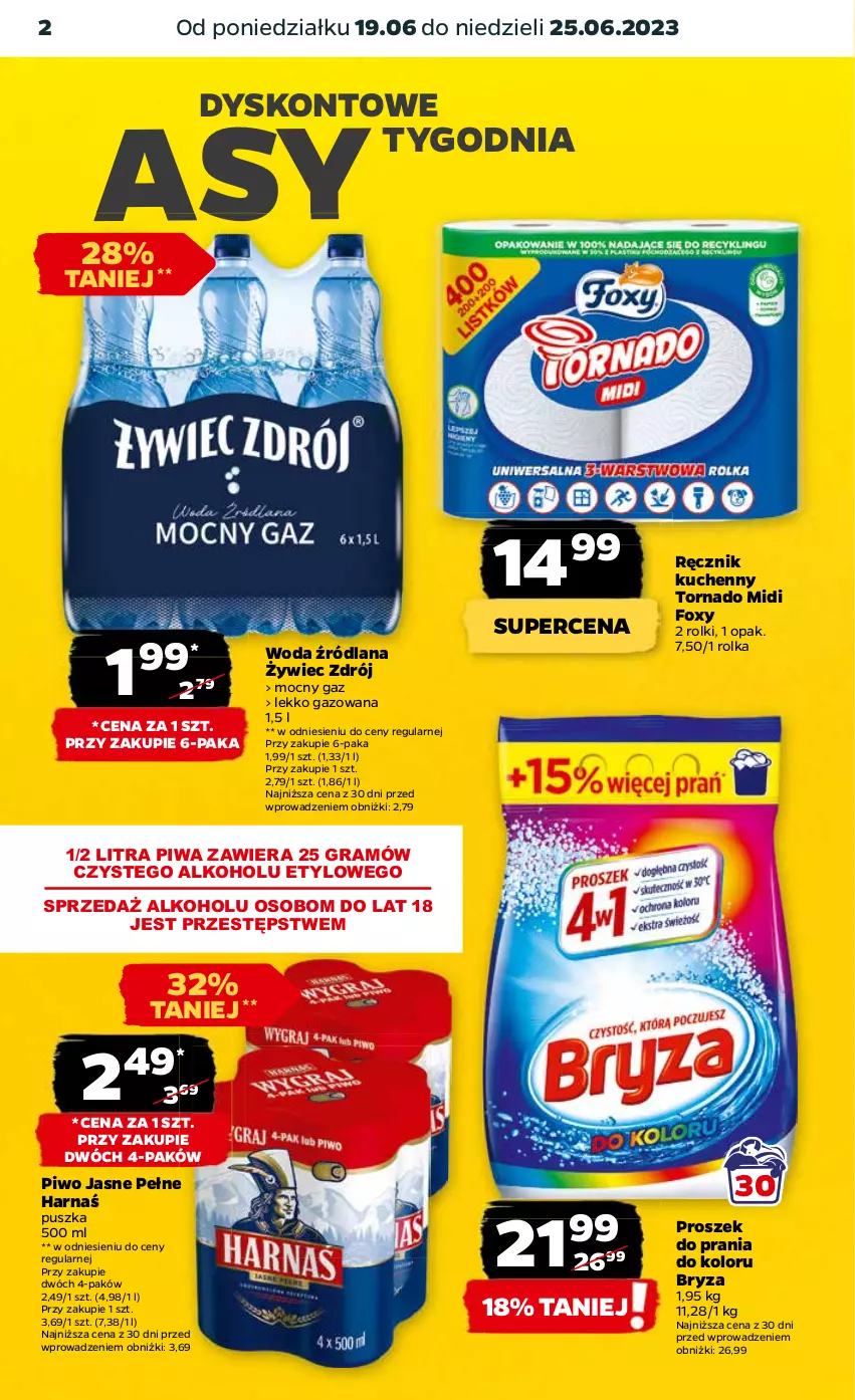 Gazetka promocyjna Netto - Artykuły spożywcze - ważna 19.06 do 25.06.2023 - strona 2 - produkty: Bryza, Foxy, Gra, Harnaś, LANA, Piwa, Piwo, Piwo jasne, Proszek do prania, Ręcznik, Ręcznik kuchenny, Rolki, Woda