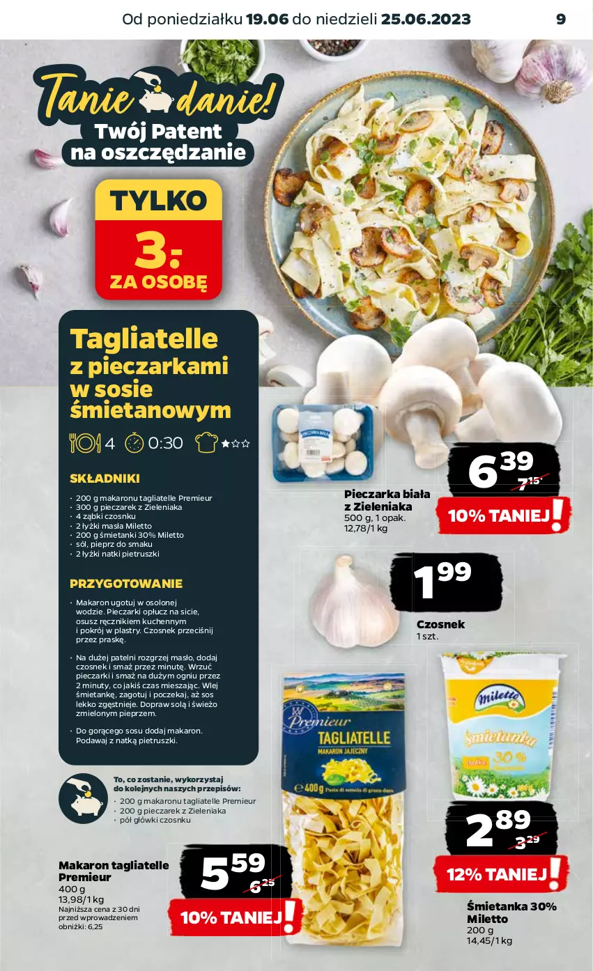 Gazetka promocyjna Netto - Artykuły spożywcze - ważna 19.06 do 25.06.2023 - strona 9 - produkty: Czosnek, Makaron, Masło, Nuty, Olej, Piec, Pieczarka, Pieprz, Ręcznik, Sól, Sos, Tagliatelle