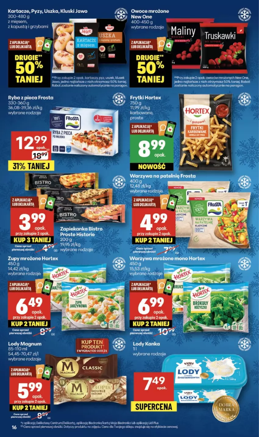 Gazetka promocyjna Delikatesy Centrum - Franczyza DC48 Czwartek - ważna 27.11 do 03.12.2025 - strona 16 - produkty: Brokuły, Frosta, Frytki, Gra, Hortex, Lody, Owoce, Piec, Rum, Ryba