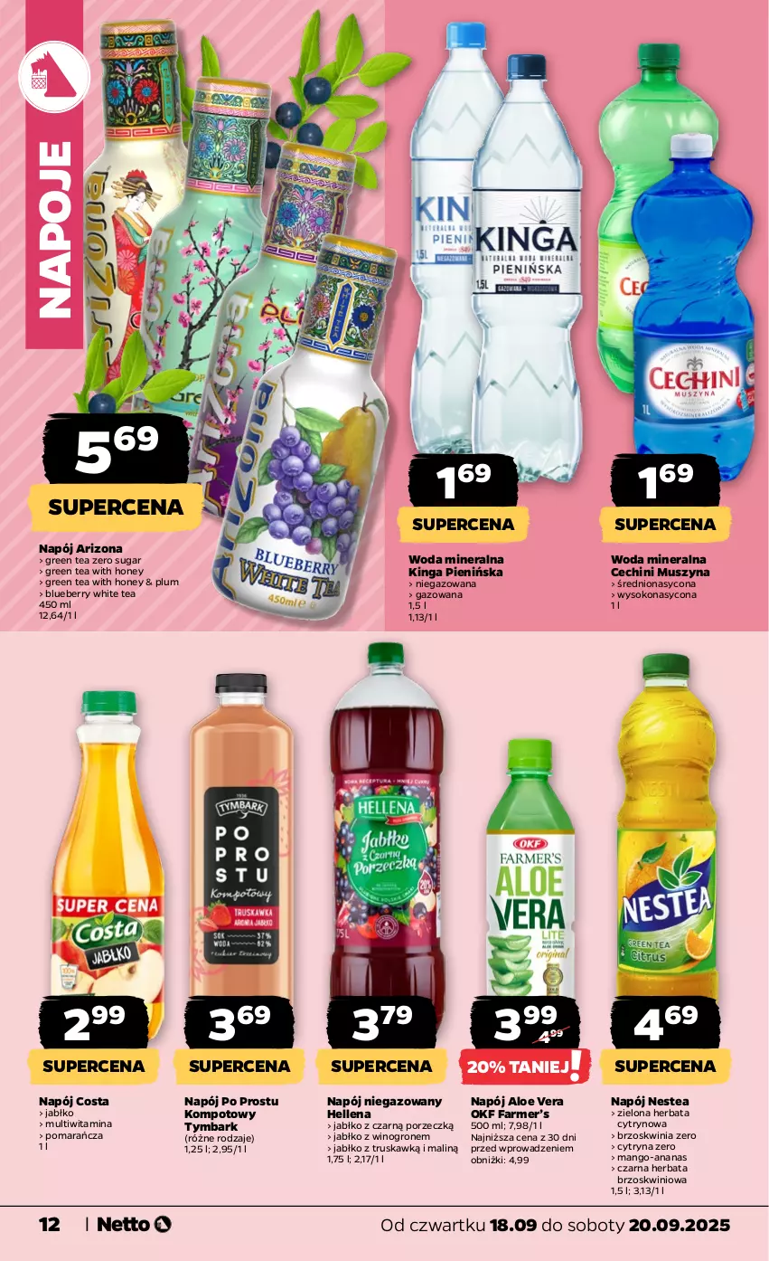 Gazetka promocyjna Netto - Od Czwartku - ważna 18.09 do 20.09.2025 - strona 12 - produkty: Aloe vera, Ananas, Fa, Hellena, Herbata, Mango, Mus, Napój, Napój niegazowany, Napoje, Nestea, Por, Sok, Szyna, Tymbark, Wino, Woda, Woda mineralna