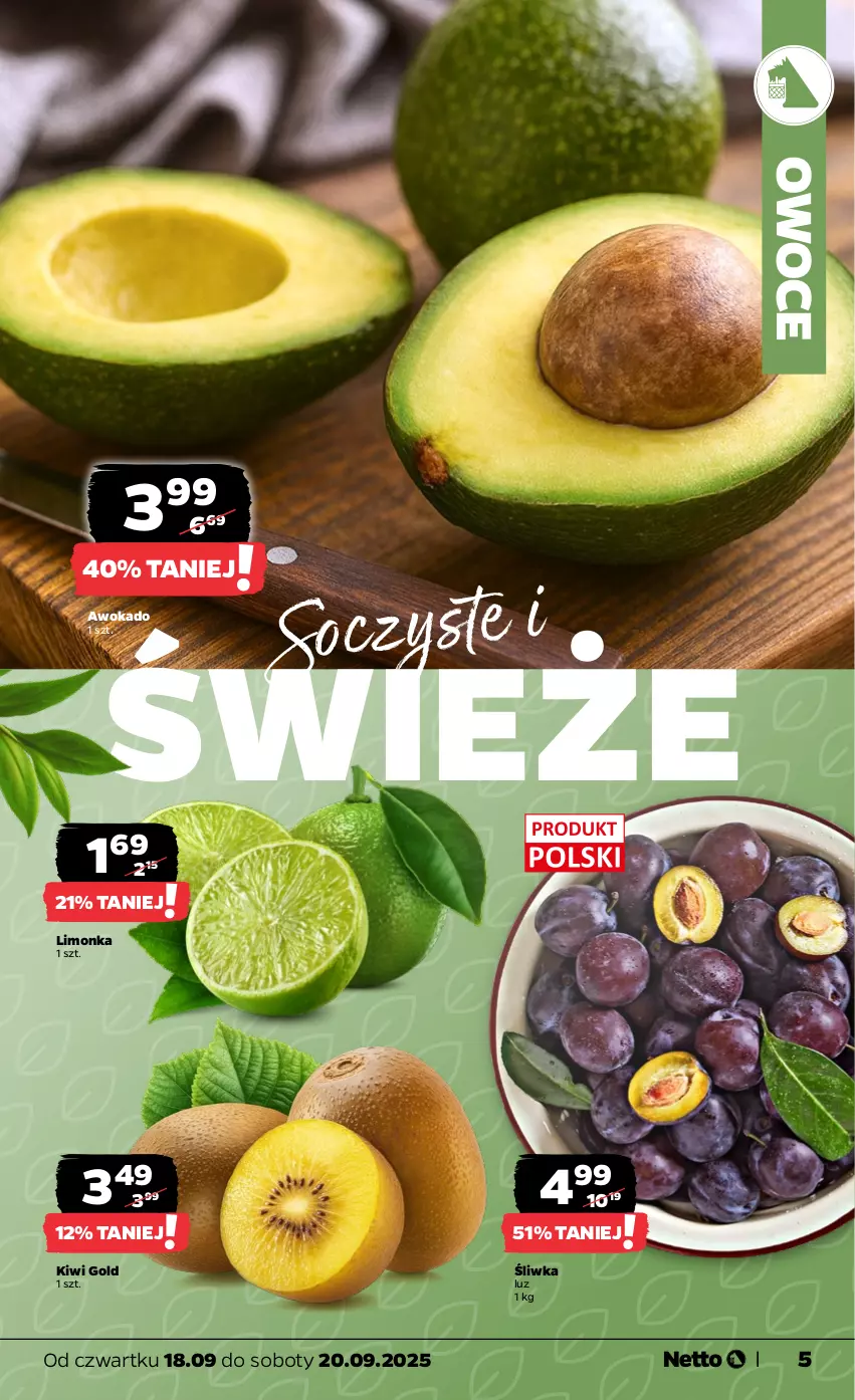 Gazetka promocyjna Netto - Od Czwartku - ważna 18.09 do 20.09.2025 - strona 5 - produkty: Kiwi, Limonka, Owoce