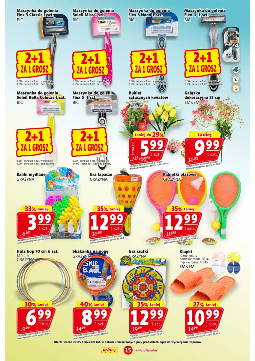 Gazetka promocyjna Prim Market - ważna 29.05 do 04.06.2025 - strona 15 - produkty: Bell, Bella, BIC, Bukiet, Klapki, Maszynka, Maszynka do golenia, Szynka