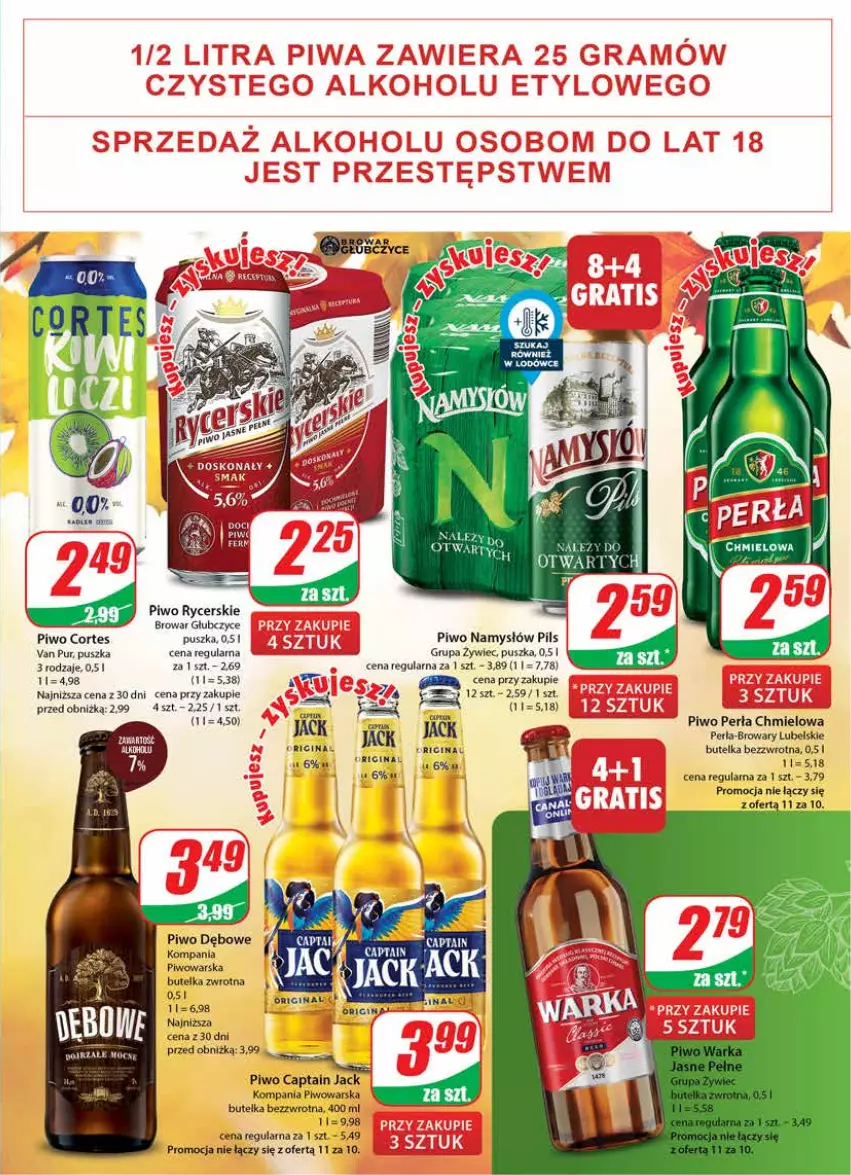 Gazetka promocyjna Dino - Gazetka 45 - ważna 08.11 do 14.11.2023 - strona 17 - produkty: Captain Jack, Gin, Namysłów, Perła, Piwo, Pur