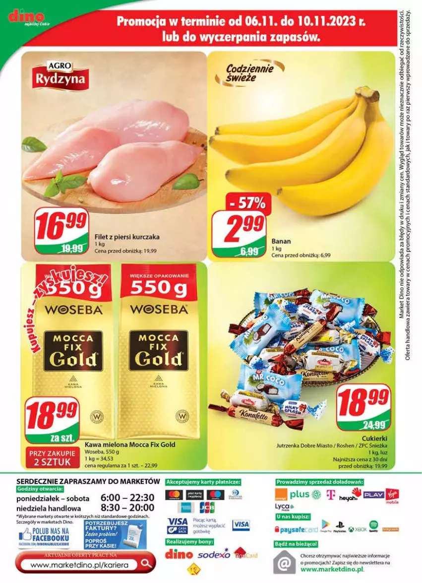 Gazetka promocyjna Dino - Gazetka 45 - ważna 08.11 do 14.11.2023 - strona 24 - produkty: Fa, Filet z piersi kurczaka, Kawa, Kawa mielona, Kurczak, Mocca Fix Gold, Ser, Tera, Woseba