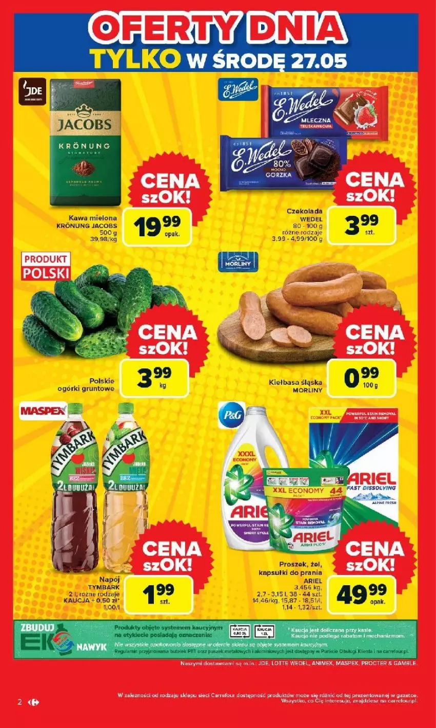 Gazetka promocyjna Carrefour - Gazetka Otwieramy się na nowo - ważna 27.05 do 30.05.2026 - strona 2 - produkty: Czekolada, Grunt, Jacobs, Kawa, Tymbark