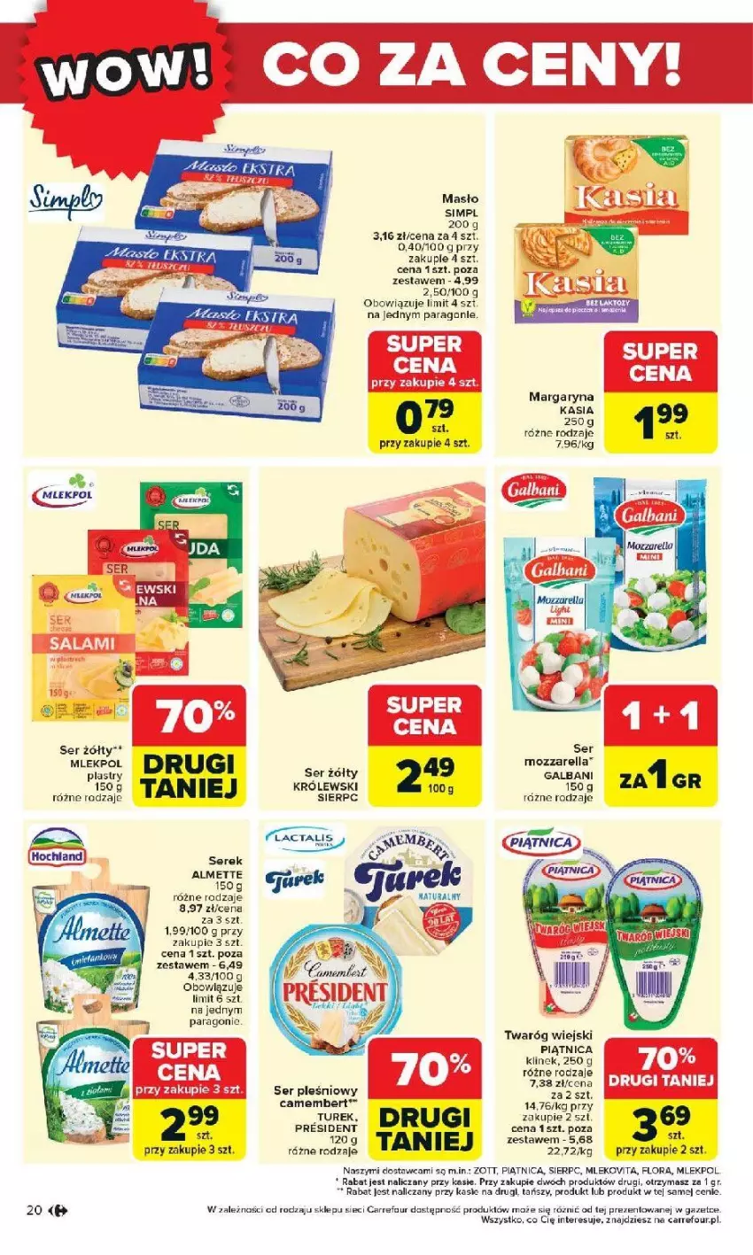 Gazetka promocyjna Carrefour - Gazetka Otwieramy się na nowo - ważna 27.05 do 30.05.2026 - strona 20 - produkty: Almette, Fa, Flora, Hochland, Kasia, Królewski, Margaryna, Masło, Mleko, Mlekovita, Mozzarella, Piątnica, Ser, Twaróg