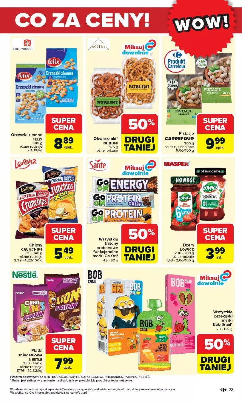 Gazetka promocyjna Carrefour - Gazetka Otwieramy się na nowo - ważna 27.05 do 30.05.2026 - strona 23 - produkty: Baton, Chipsy, Crunchips, Danio, Dżem, Gra, Lorenz, Orzeszki, Orzeszki ziemne, Pistacje, Sante