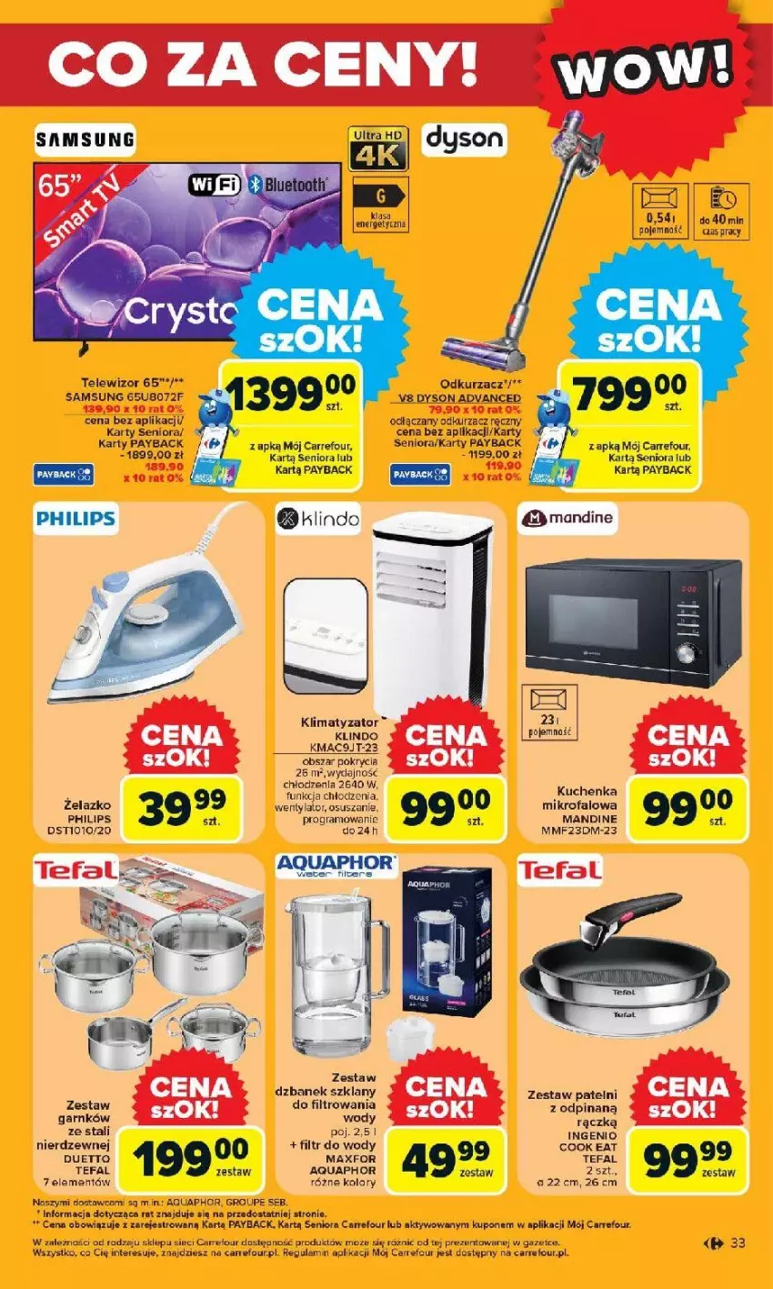 Gazetka promocyjna Carrefour - Gazetka Otwieramy się na nowo - ważna 27.05 do 30.05.2026 - strona 33 - produkty: Dzbanek, Fa, Gra, Odkurzacz, Philips, Samsung, Tefal, Telewizor