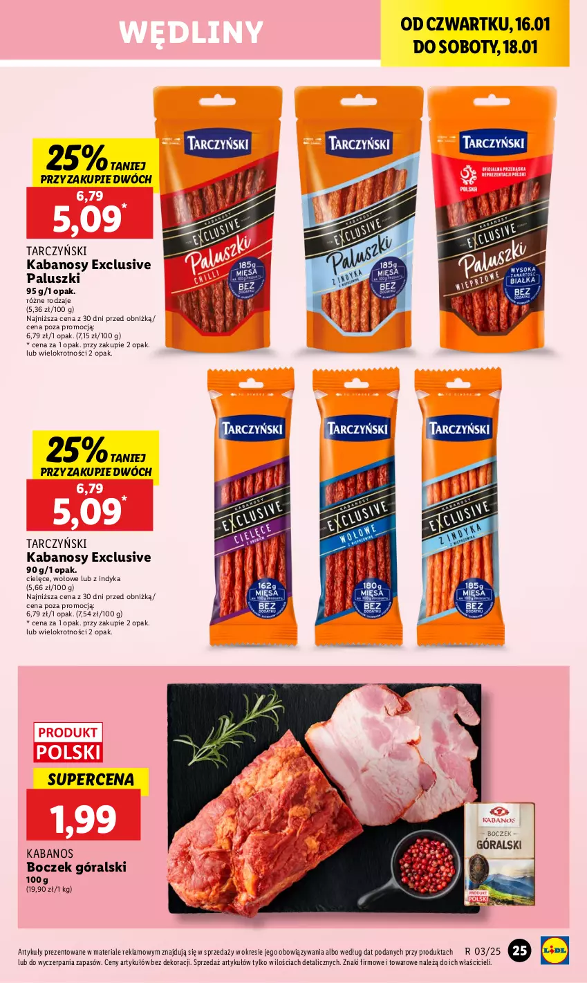 Gazetka promocyjna Lidl - GAZETKA - ważna 16.01 do 18.01.2025 - strona 27 - produkty: Boczek, Kabanos, Tarczyński