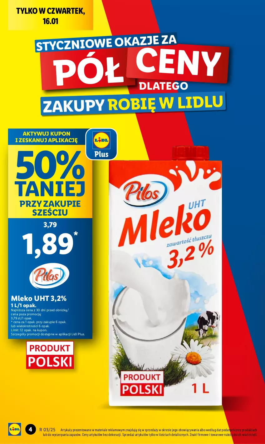 Gazetka promocyjna Lidl - GAZETKA - ważna 16.01 do 18.01.2025 - strona 4 - produkty: Mleko