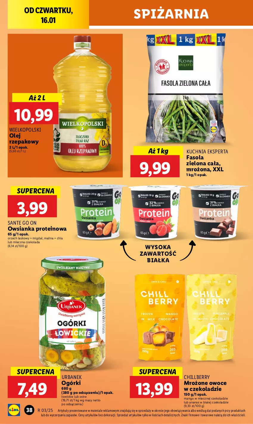 Gazetka promocyjna Lidl - GAZETKA - ważna 16.01 do 18.01.2025 - strona 42 - produkty: Ananas, Chia, Czekolada, Fa, Fasola, Kuchnia, Mango, Olej, Olej rzepakowy, Owoce, Owsianka, Sante, Sok