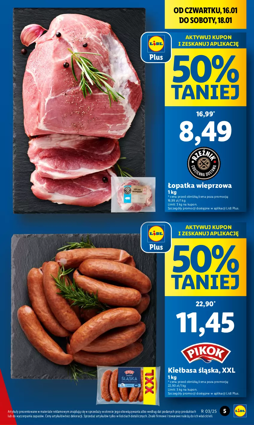 Gazetka promocyjna Lidl - GAZETKA - ważna 16.01 do 18.01.2025 - strona 5 - produkty: Kiełbasa, Kiełbasa śląska