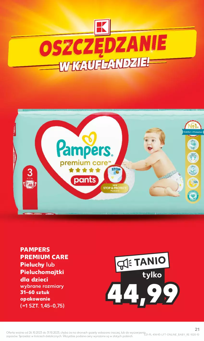 Gazetka promocyjna Kaufland - Gazetka tygodnia - ważna 26.10 do 31.10.2023 - strona 21 - produkty: Dzieci, Majtki, Pampers, Pieluchomajtki, Pieluchy