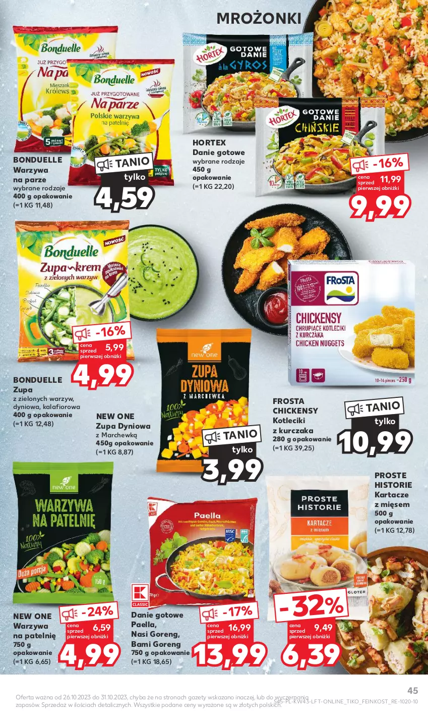 Gazetka promocyjna Kaufland - Gazetka tygodnia - ważna 26.10 do 31.10.2023 - strona 45 - produkty: Bonduelle, Danie gotowe, Frosta, Hortex, Kalafior, Kurczak, Warzywa, Zupa