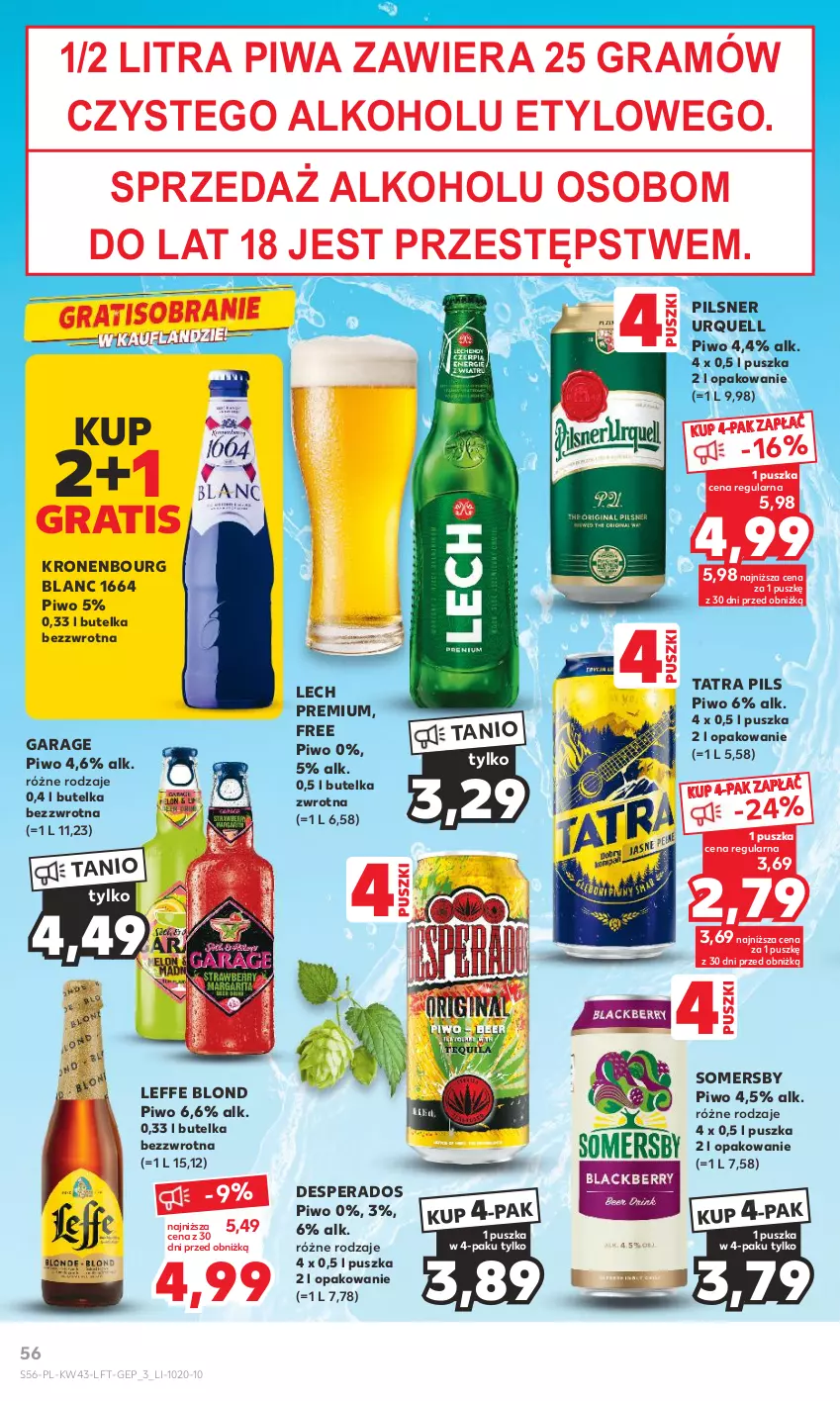 Gazetka promocyjna Kaufland - Gazetka tygodnia - ważna 26.10 do 31.10.2023 - strona 56 - produkty: Desperados, Gra, Lech Premium, Pilsner Urquell, Piwa, Piwo, Somersby, Tatra