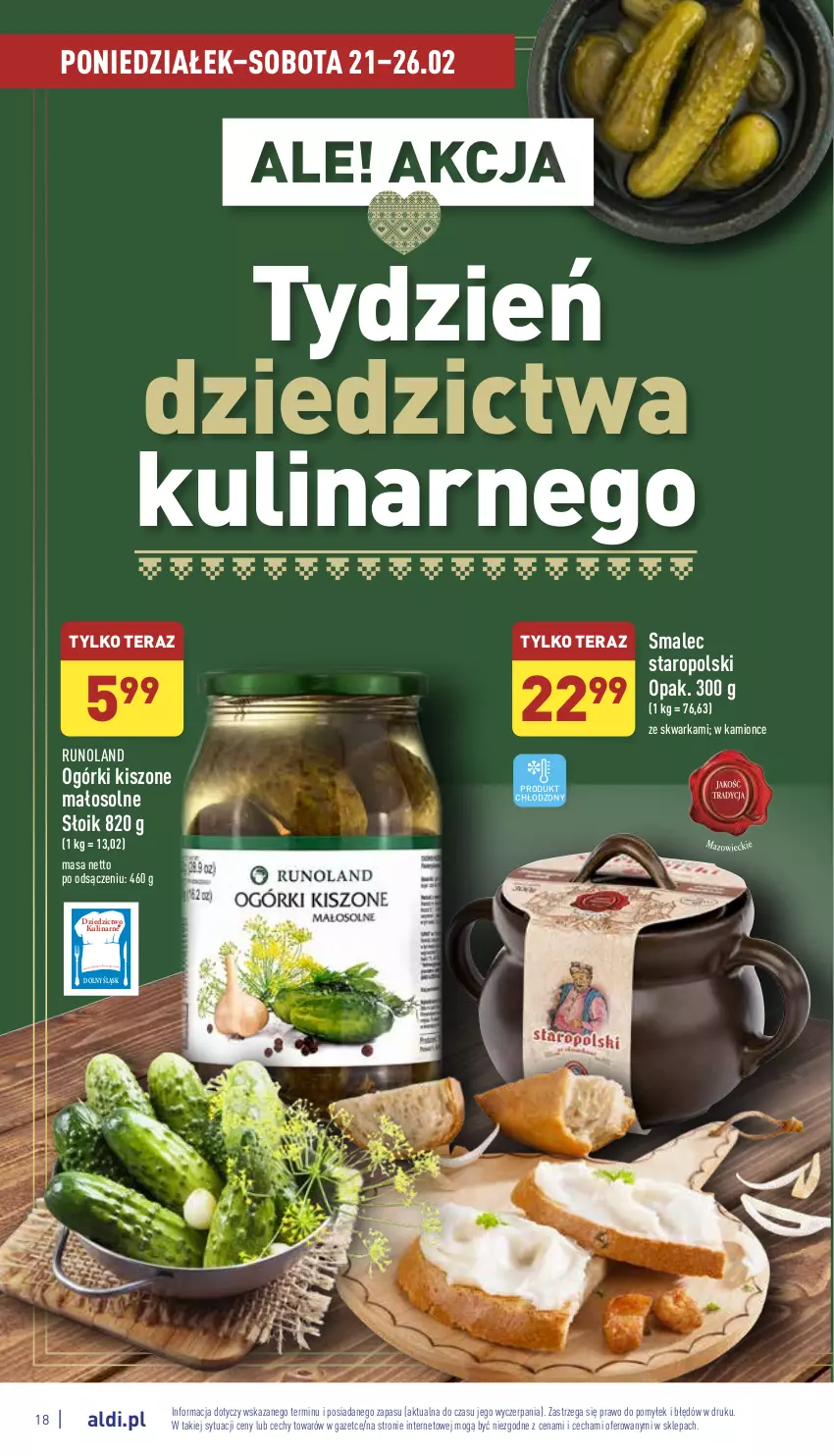 Gazetka promocyjna Aldi - Katalog spożywczy - ważna 21.02 do 26.02.2022 - strona 18 - produkty: Runoland, Smalec, Tera, Warka