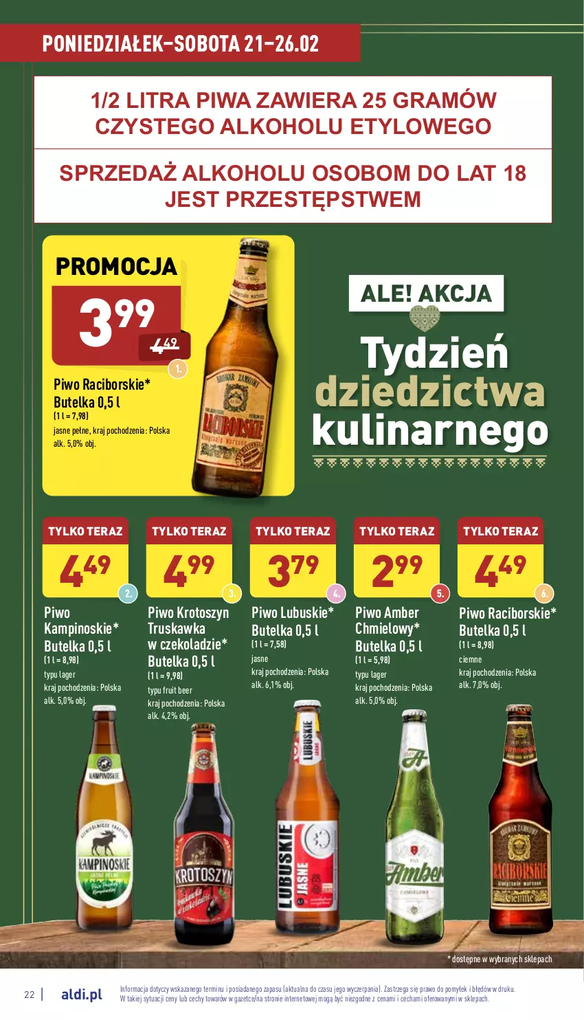 Gazetka promocyjna Aldi - Katalog spożywczy - ważna 21.02 do 26.02.2022 - strona 22 - produkty: Gra, Piwa, Piwo, Tera