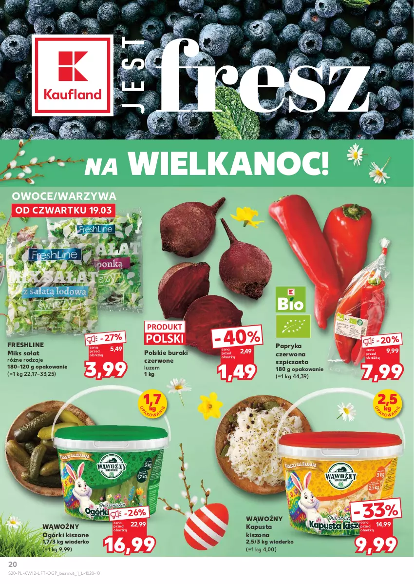 Gazetka promocyjna Kaufland - Gazetka tygodnia - ważna 19.03 do 25.03.2026 - strona 20 - produkty: Buraki, Owoce, Papryka, Papryka czerwona, Sałat, Szpic, Warzywa