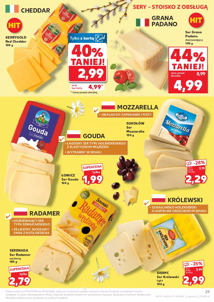 Gazetka promocyjna Kaufland - Gazetka tygodnia - ważna 19.03 do 25.03.2026 - strona 29 - produkty: Cars, Cheddar, Gouda, Gra, Królewski, Mozzarella, Radamer, Ser, Sok, Sokołów