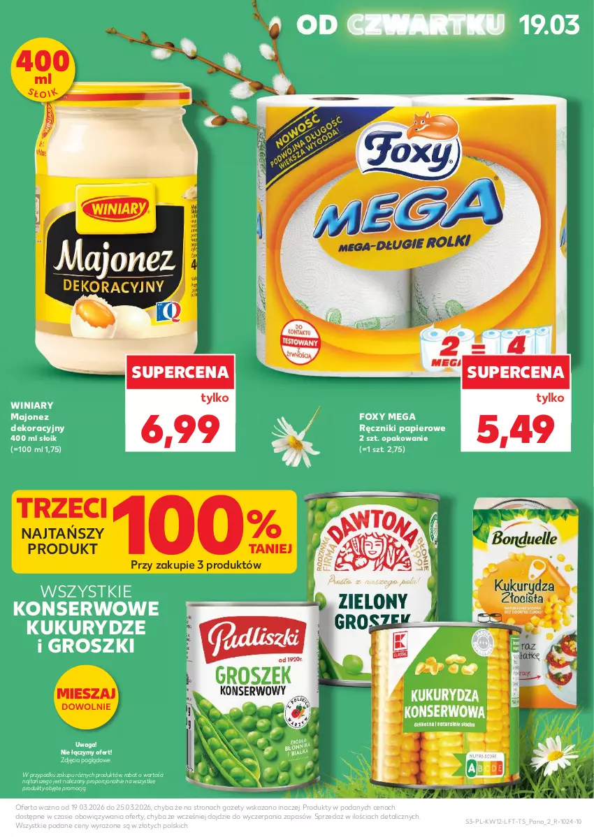 Gazetka promocyjna Kaufland - Gazetka tygodnia - ważna 19.03 do 25.03.2026 - strona 3 - produkty: Foxy, Majonez, Papier, Por, Ręcznik, Ręczniki papierowe, Ser, Waga, Winiary