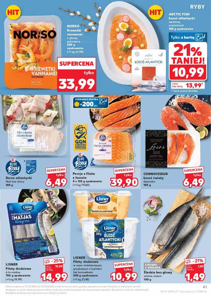 Gazetka promocyjna Kaufland - Gazetka tygodnia - ważna 19.03 do 25.03.2026 - strona 41 - produkty: Dorsz, Krewetki, Lisner, Por, Sos