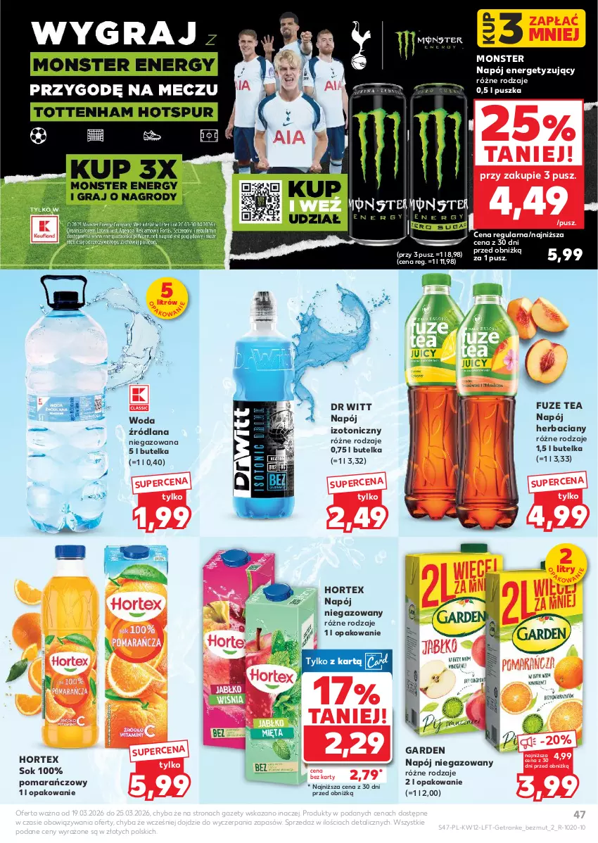 Gazetka promocyjna Kaufland - Gazetka tygodnia - ważna 19.03 do 25.03.2026 - strona 47 - produkty: Hortex, LANA, Napój, Napój izotoniczny, Napój niegazowany, Sok, Tran, Woda