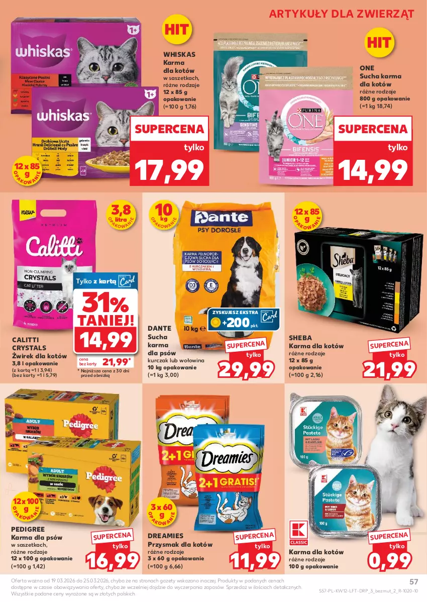 Gazetka promocyjna Kaufland - Gazetka tygodnia - ważna 19.03 do 25.03.2026 - strona 57 - produkty: Kurczak, Pedigree, Sheba, Sucha karma, Whiskas, Wołowina