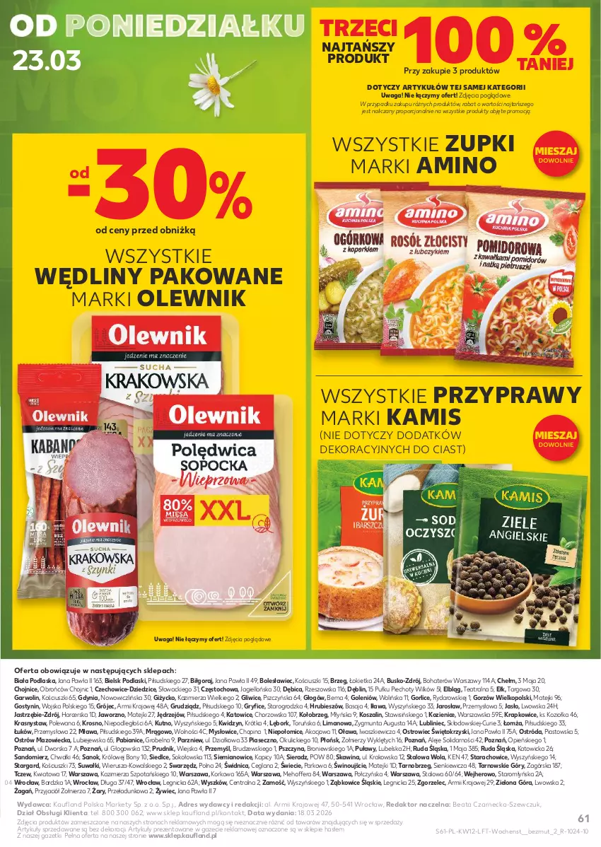 Gazetka promocyjna Kaufland - Gazetka tygodnia - ważna 19.03 do 25.03.2026 - strona 61 - produkty: BIC, Dres, Gry, Kamis, Kosz, LANA, Olewnik, Piast, Piec, Podlaski, Por, Przyprawy, Sok, Szal, Waga, Wino