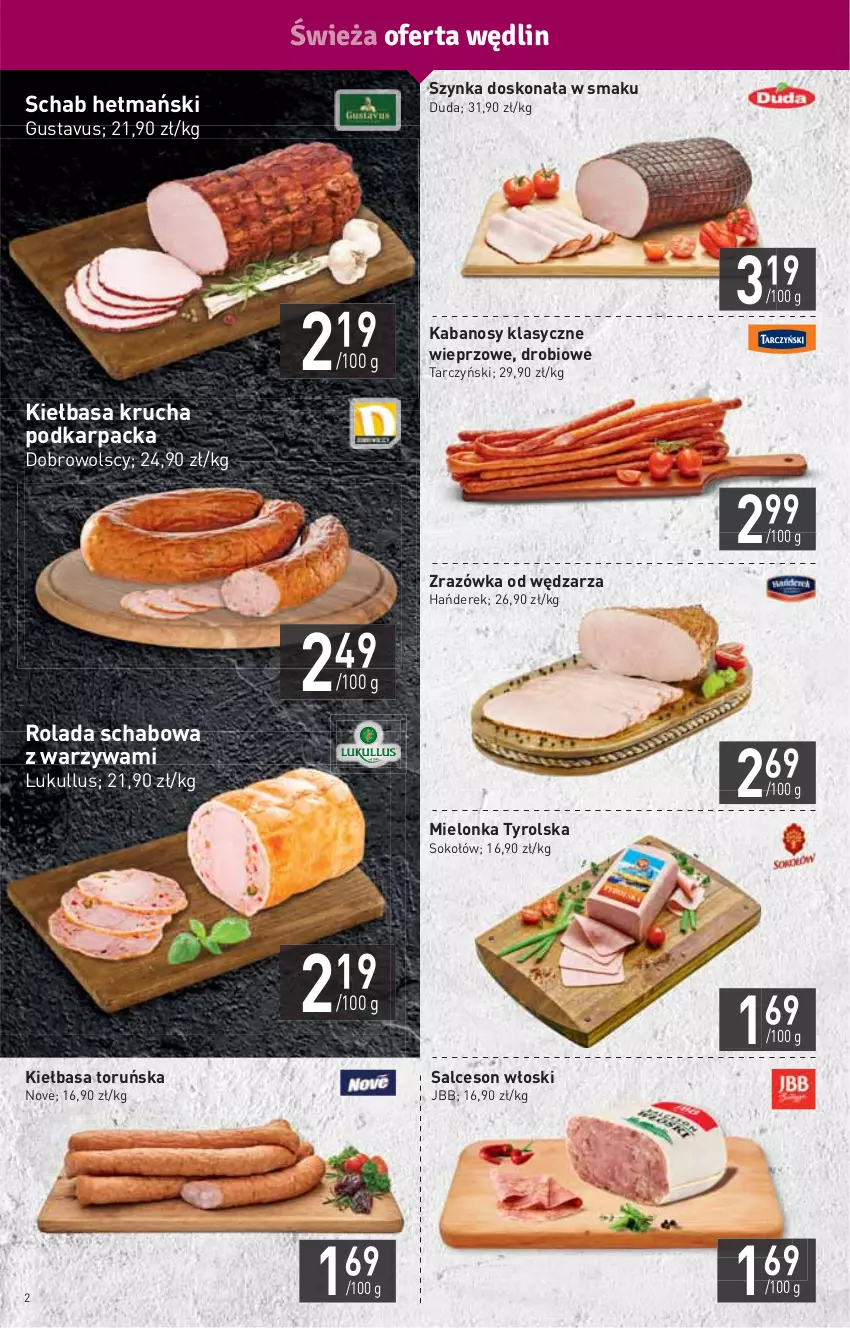 Gazetka promocyjna Stokrotka - Market - ważna 26.08 do 01.09.2021 - strona 2 - produkty: Duda, HP, Kabanos, Karp, Kiełbasa, Kiełbasa krucha, Mielonka tyrolska, Rolada, Salceson, Sok, Sokołów, Szynka, Tarczyński, Warzywa