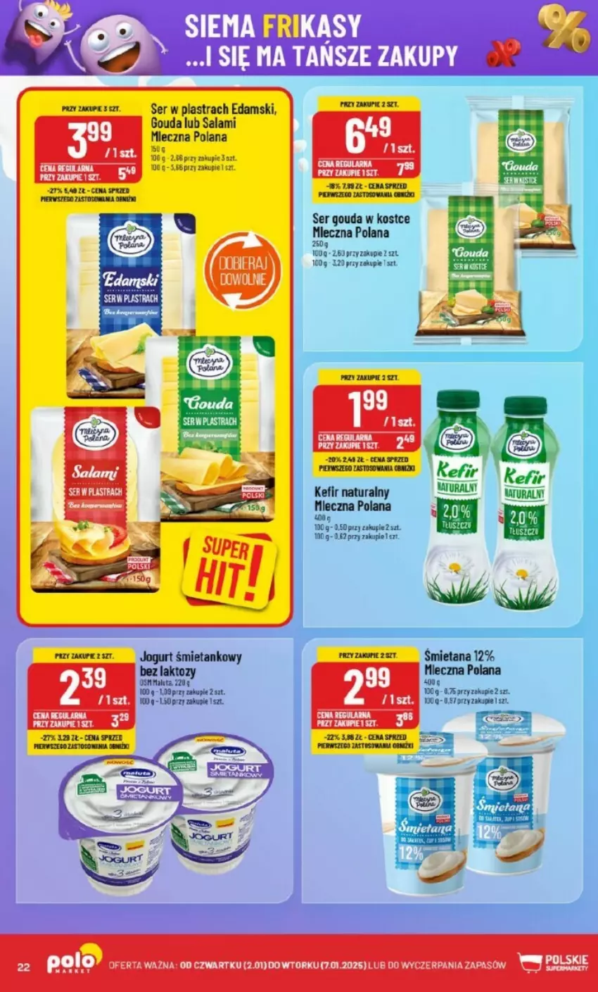 Gazetka promocyjna PoloMarket - ważna 02.01 do 07.01.2025 - strona 15 - produkty: Edam, Gouda, Kefir, Kefir naturalny, LANA, Salami, Ser