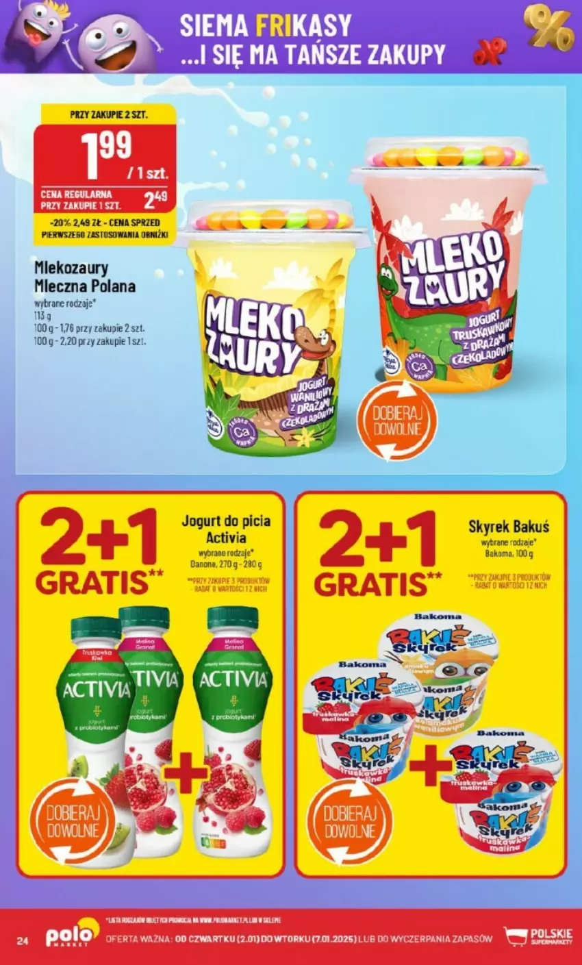 Gazetka promocyjna PoloMarket - ważna 02.01 do 07.01.2025 - strona 17 - produkty: Activia, Bakoma, Danone, Jogurt, LANA, Mleko