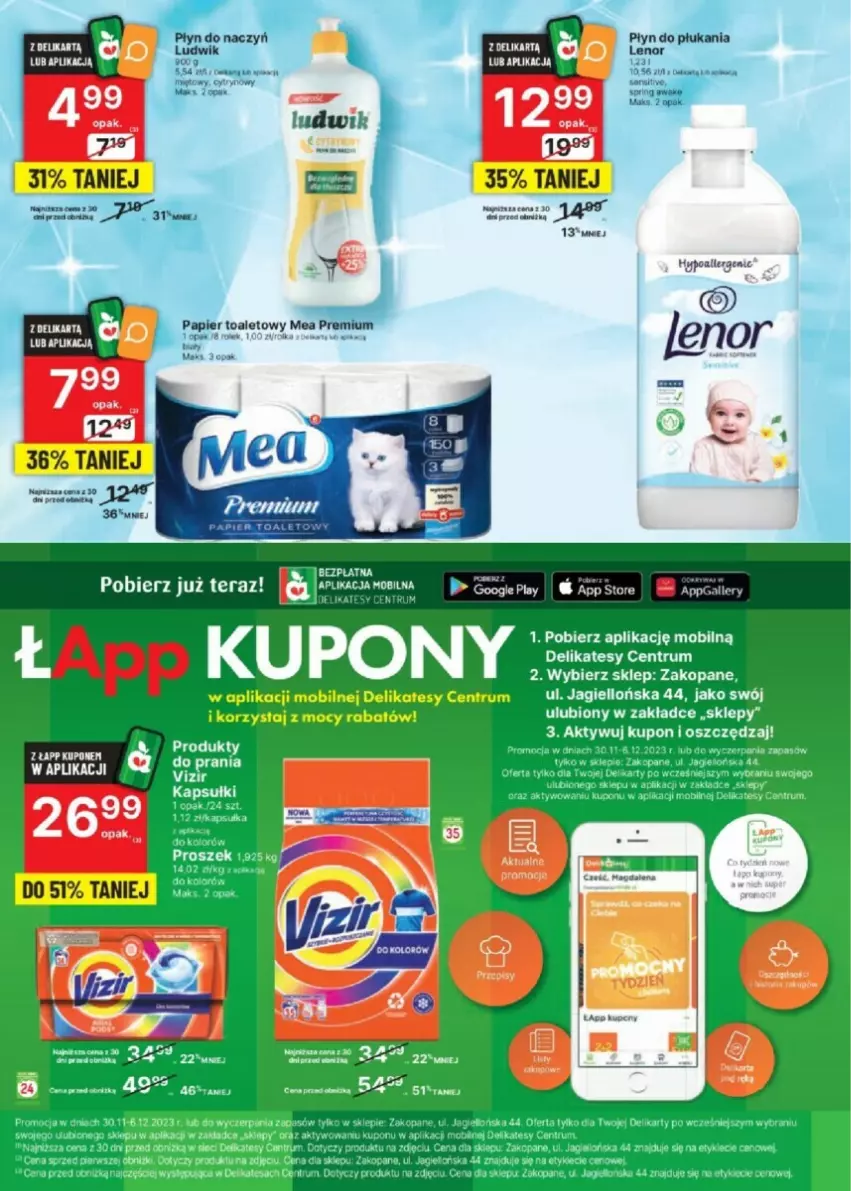 Gazetka promocyjna Delikatesy Centrum - ważna 30.11 do 06.12.2023 - strona 4 - produkty: Lenor, Mobil, Por, Pur, Rum, Wanna