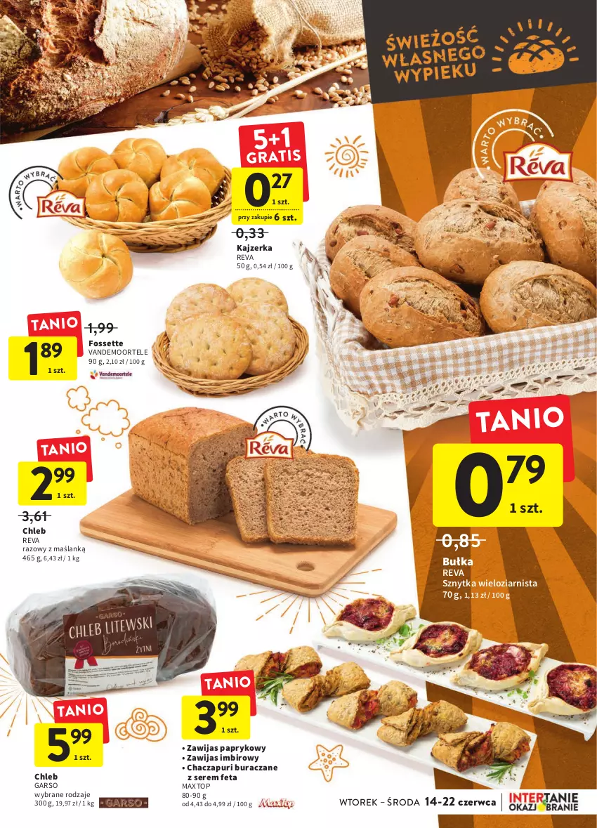 Gazetka promocyjna Intermarche - Okazjobranie - ważna 14.06 do 22.06.2022 - strona 17 - produkty: Bułka, Chleb, Feta, Imbir, Kajzerka, Pur, Ser, Top