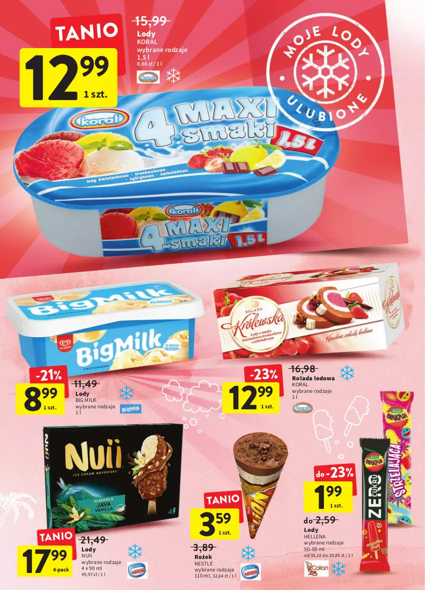 Gazetka promocyjna Intermarche - Okazjobranie - ważna 14.06 do 22.06.2022 - strona 20 - produkty: Big Milk, Hellena, Lody, Nestlé, Rolada