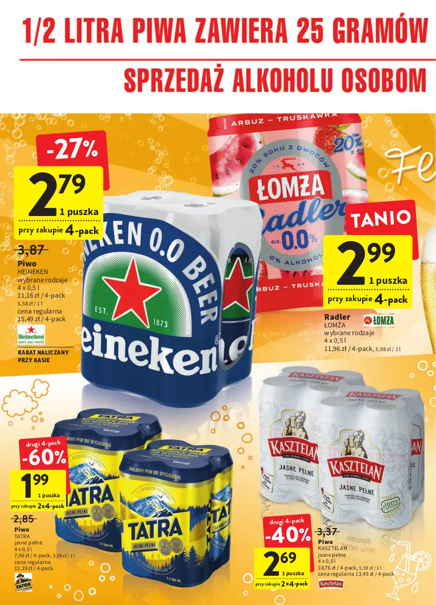 Gazetka promocyjna Intermarche - Okazjobranie - ważna 14.06 do 22.06.2022 - strona 28 - produkty: Heineken, Kasztelan, Piwo, Radler, Tatra