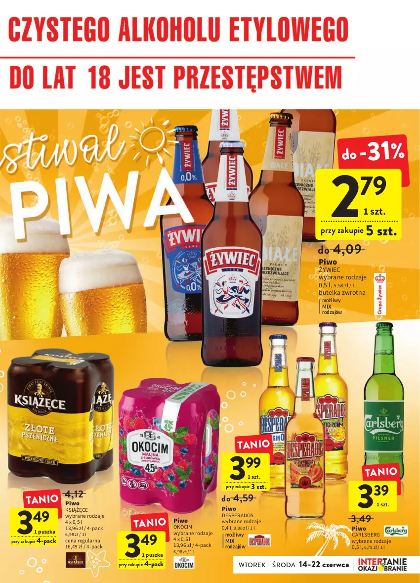 Gazetka promocyjna Intermarche - Okazjobranie - ważna 14.06 do 22.06.2022 - strona 29 - produkty: Carlsberg, Desperados, Koc, Książęce, Okocim, Piwo