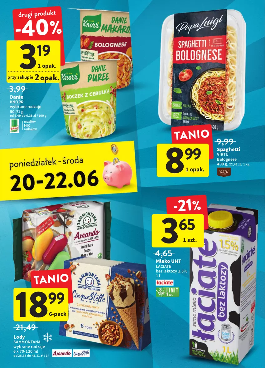 Gazetka promocyjna Intermarche - Okazjobranie - ważna 14.06 do 22.06.2022 - strona 39 - produkty: Knorr, Lody, Mleko, Spaghetti, Virtu