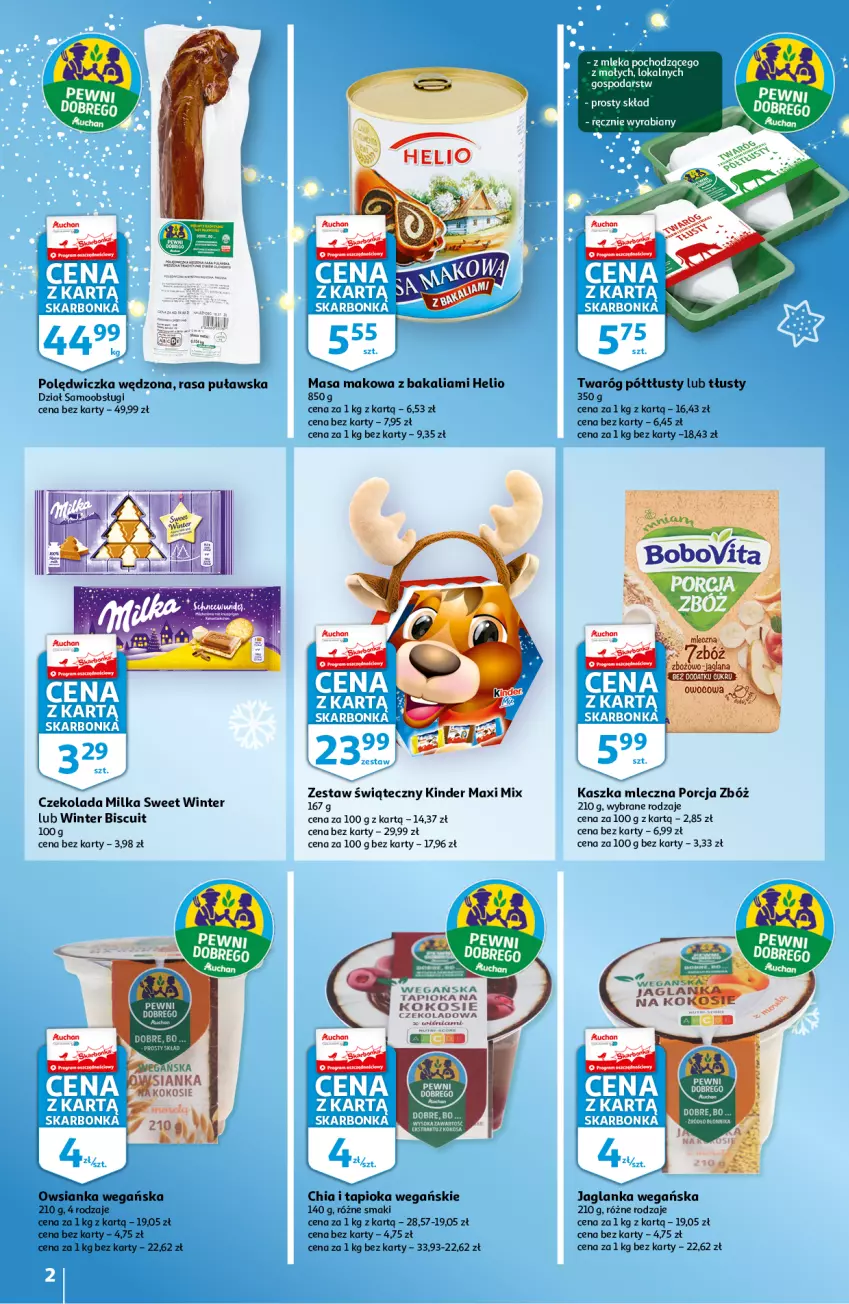 Gazetka promocyjna Auchan - Skarbonka #47 - ważna 25.11 do 01.12.2021 - strona 2 - produkty: Chia, Czekolada, Fa, Helio, Jaglanka, Kinder, Kokos, Milka, Owsianka, Por, Twaróg, Twaróg półtłusty