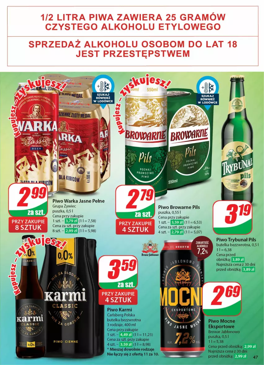 Gazetka promocyjna Dino - Gazetka 43 / 2024 - ważna 23.10 do 29.10.2024 - strona 47 - produkty: Carlsberg, Gra, Karmi, Piwa, Piwo, Warka