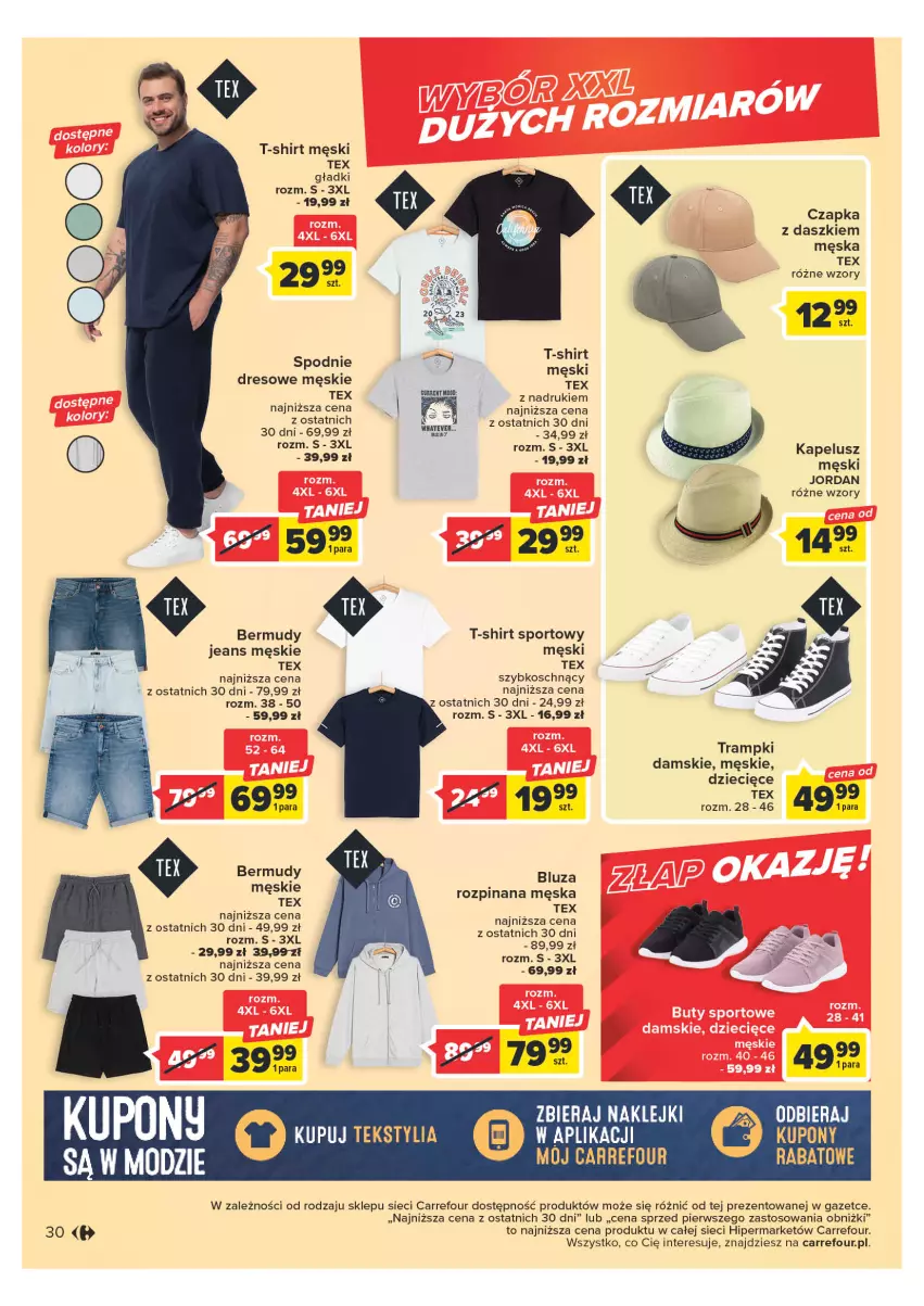 Gazetka promocyjna Carrefour - Gazetka Carrefour - ważna 23.05 do 03.06.2023 - strona 30 - produkty: Bermudy, Bluza, Czapka, Dres, Dzieci, Klej, Por, Spodnie, Spodnie dresowe, Sport, T-shirt, Trampki