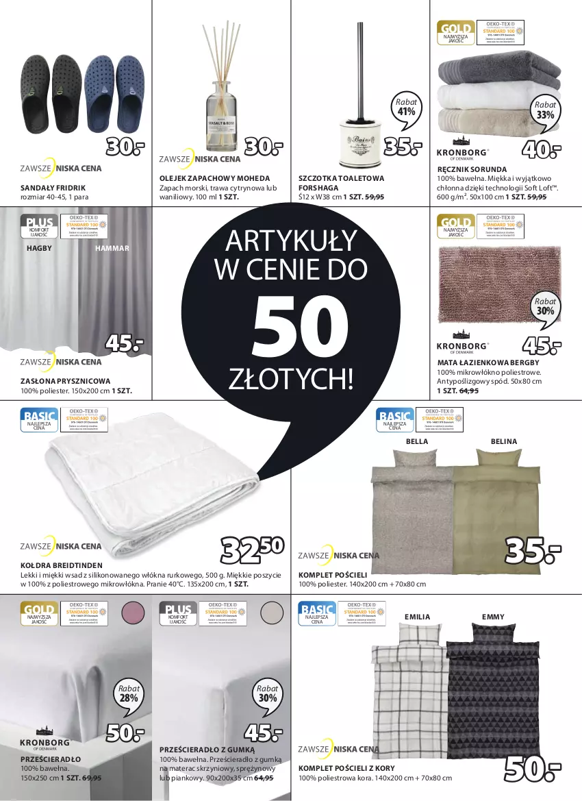 Gazetka promocyjna Jysk - Oferta tygodnia - ważna 21.09 do 18.10.2022 - strona 6 - produkty: Bell, Bella, Kołdra, Komplet pościeli, Mata łazienkowa, Materac, Olej, Pościel, Prześcieradło, Ręcznik, Sandał, Szczotka, Tera, Wełna, Zasłona, Zasłona prysznicowa