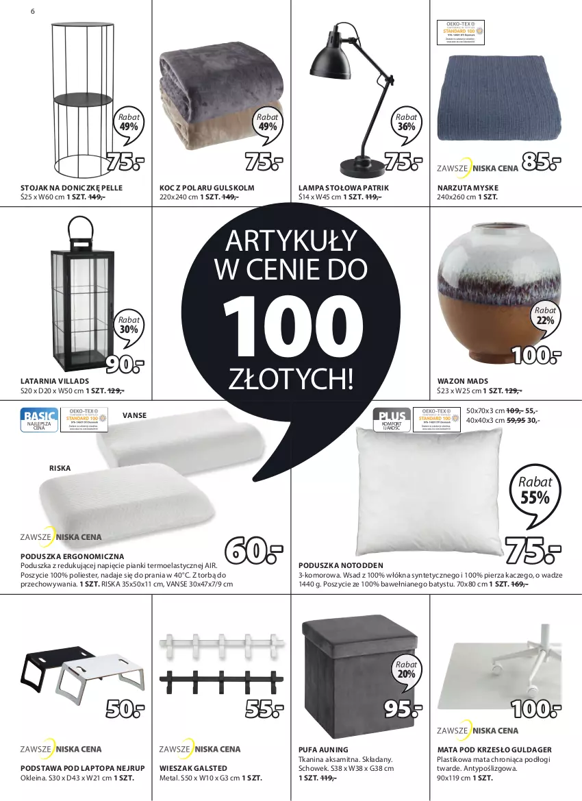 Gazetka promocyjna Jysk - Oferta tygodnia - ważna 21.09 do 18.10.2022 - strona 7 - produkty: Aksam, Fa, Koc, Krzesło, Lampa, Lampa stołowa, Latarnia, Narzuta, Podstawa pod laptopa, Poduszka, Puf, Stojak, Top, Wazon, Wieszak