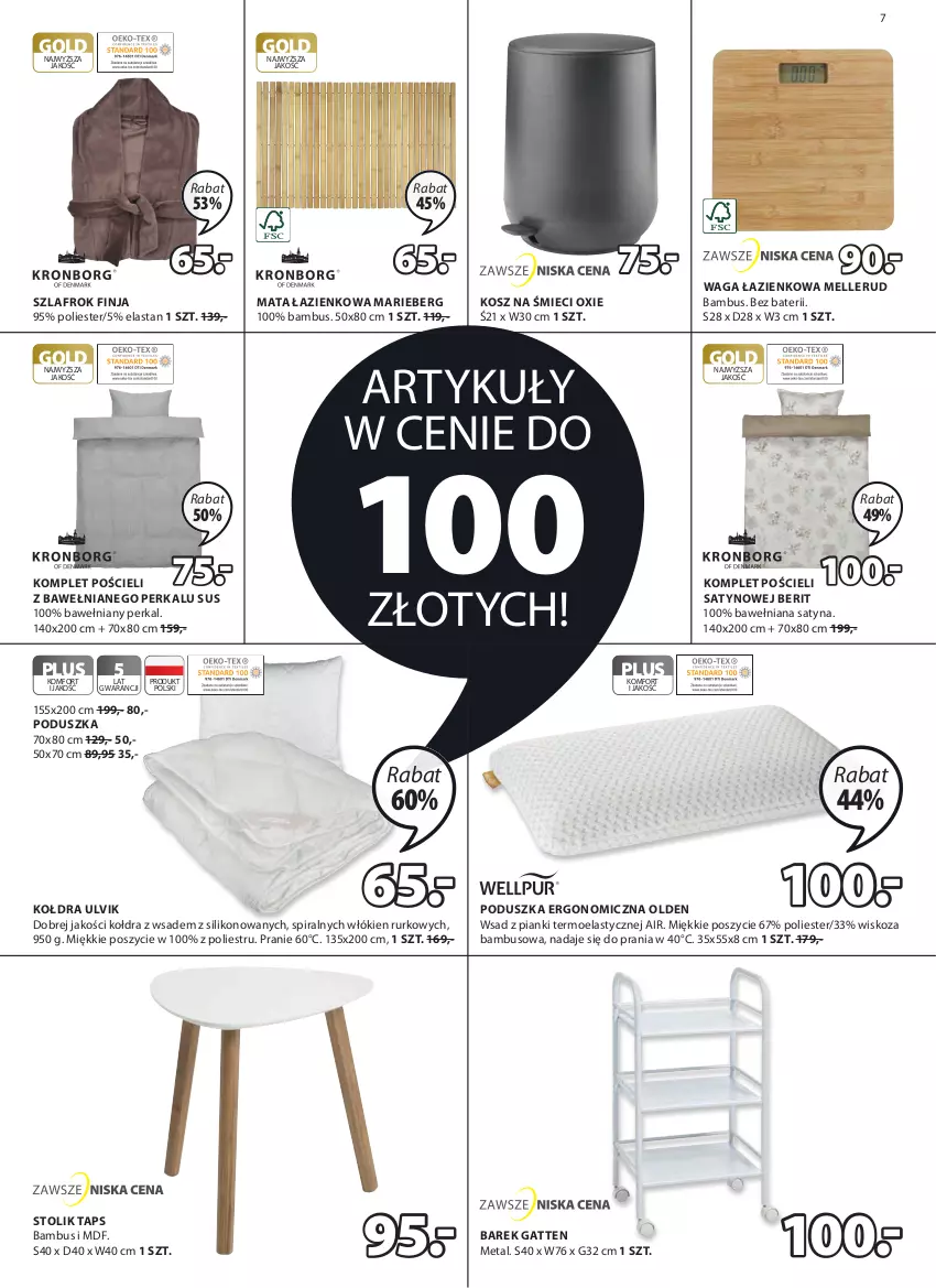 Gazetka promocyjna Jysk - Oferta tygodnia - ważna 21.09 do 18.10.2022 - strona 8 - produkty: Kołdra, Komplet pościeli, Kosz, Mata łazienkowa, Poduszka, Pościel, Stolik, Szlafrok, Waga, Waga łazienkowa