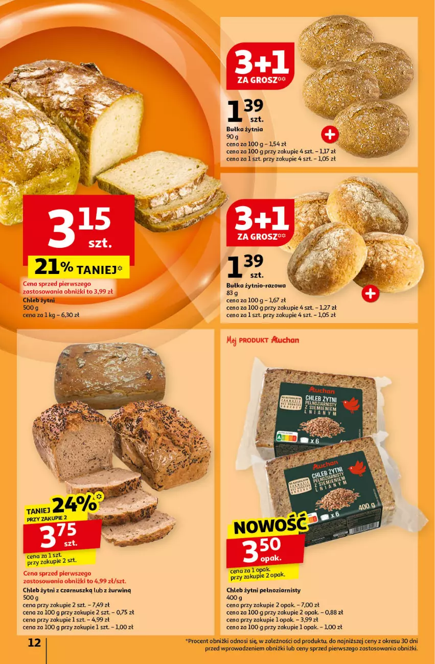 Gazetka promocyjna Auchan - Pewność Niskich Cen Hipermarket - ważna 17.10 do 23.10.2024 - strona 14 - produkty: Bułka, Chleb