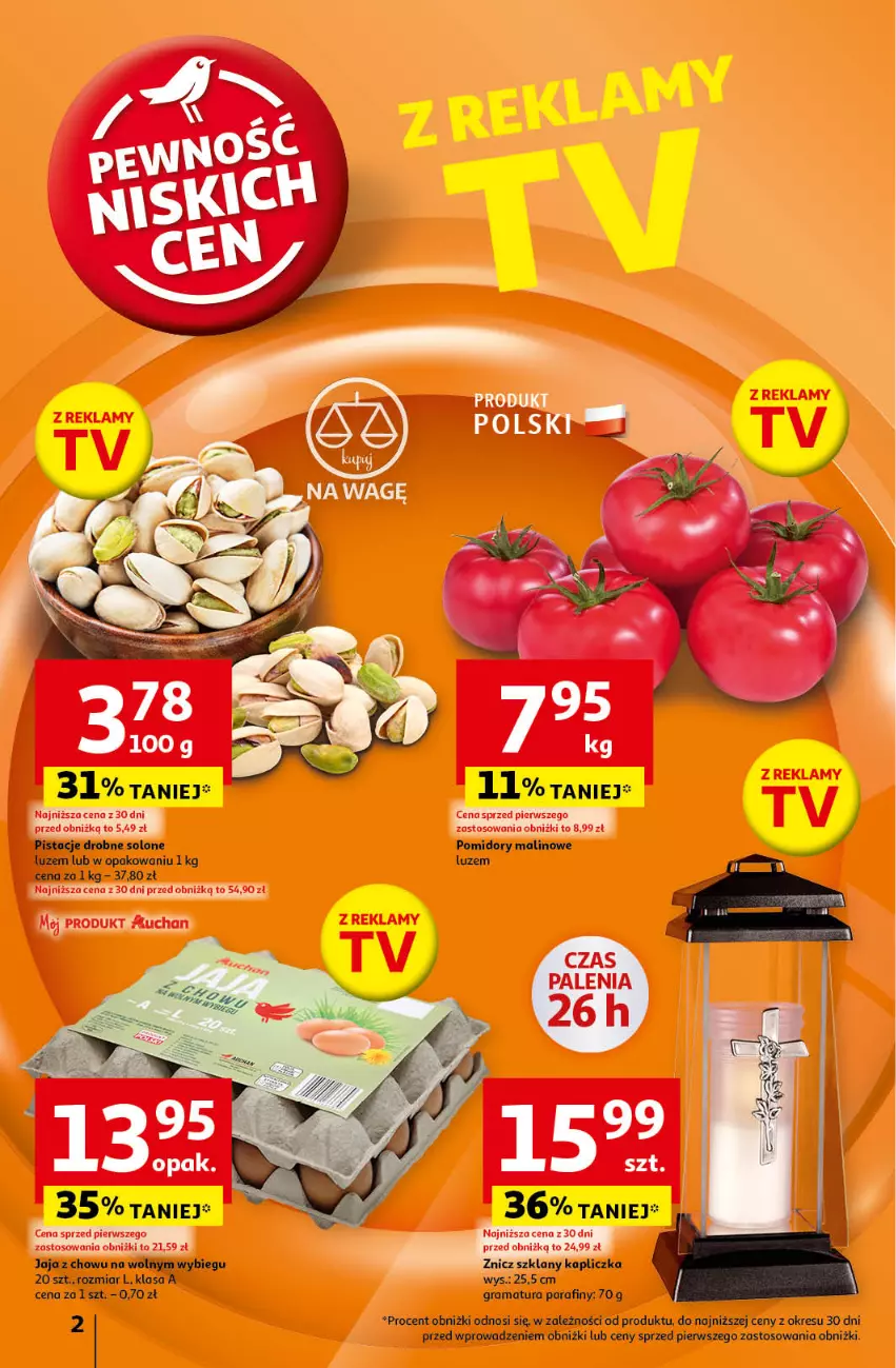 Gazetka promocyjna Auchan - Pewność Niskich Cen Hipermarket - ważna 17.10 do 23.10.2024 - strona 2 - produkty: Gra, Jaja, Pistacje, Pomidory, Rama